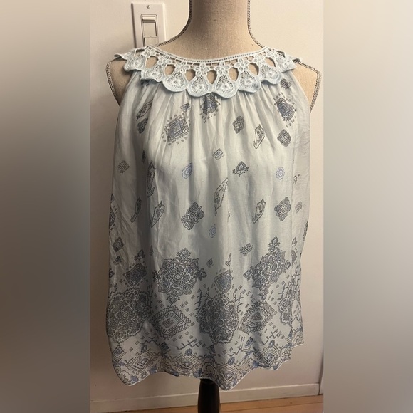 Via Signoria Sleeveless Baby Doll Baby Blue Silk MEDIUM - Picture 1 of 7